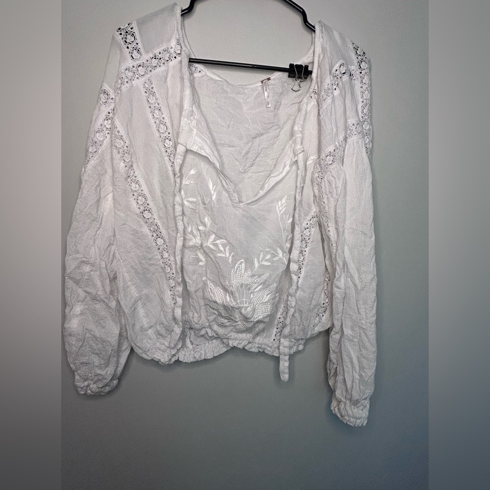 Free People Cream Lace Maria Blouse